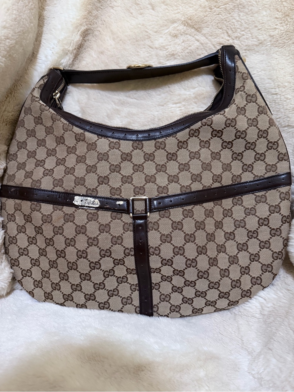 Gucci Beige GG Canvas Hobo with Green and Red Web Stripe - Picture 4 of 12